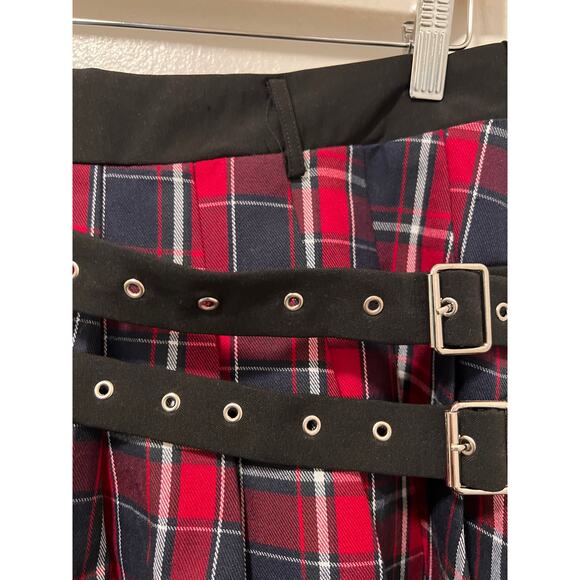 Tartan Plaid High Waisted A Line Buckle Mini Skirt NWOT Size XXL - Picture 4 of 7